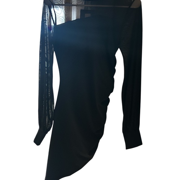 NWT PrettyLittleThing Mesh Panel Black Mini Dress Size 8 - Picture 2 of 4